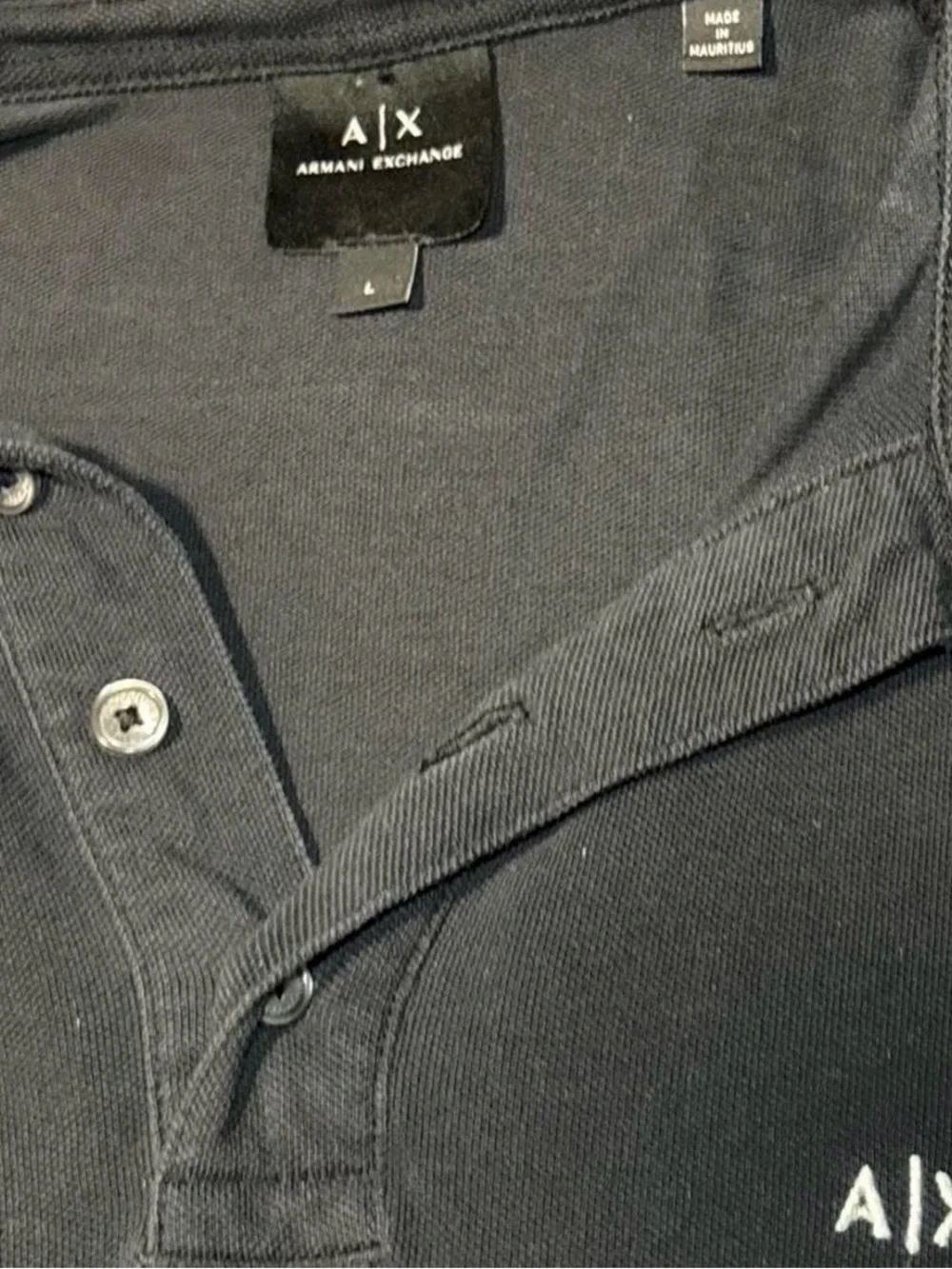 Armani Exchange Black Polo with White Collar Trim